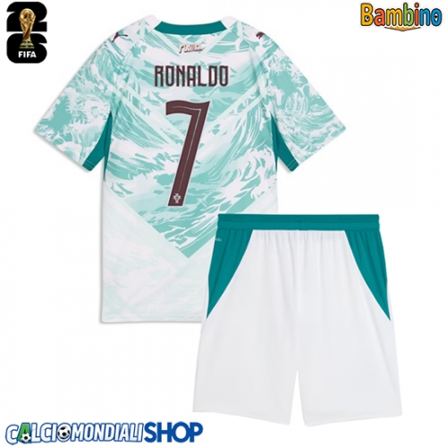 Maglie da calcio Portogallo Cristiano Ronaldo #7 Seconda Maglia Bambino Mondiali 2026  Manica Corta + Pantaloni corti)
